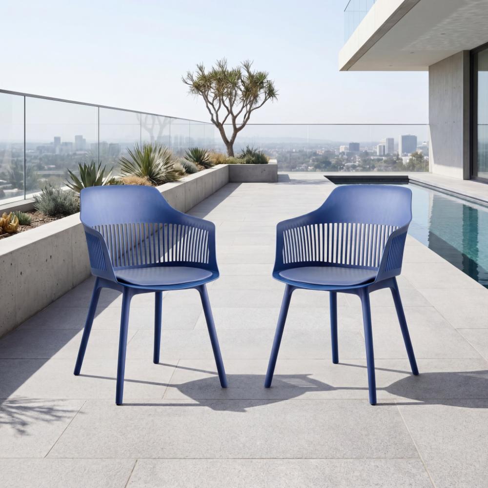Silla Con Cojin Max, Color Azul, Con espaldar en rejilla X2