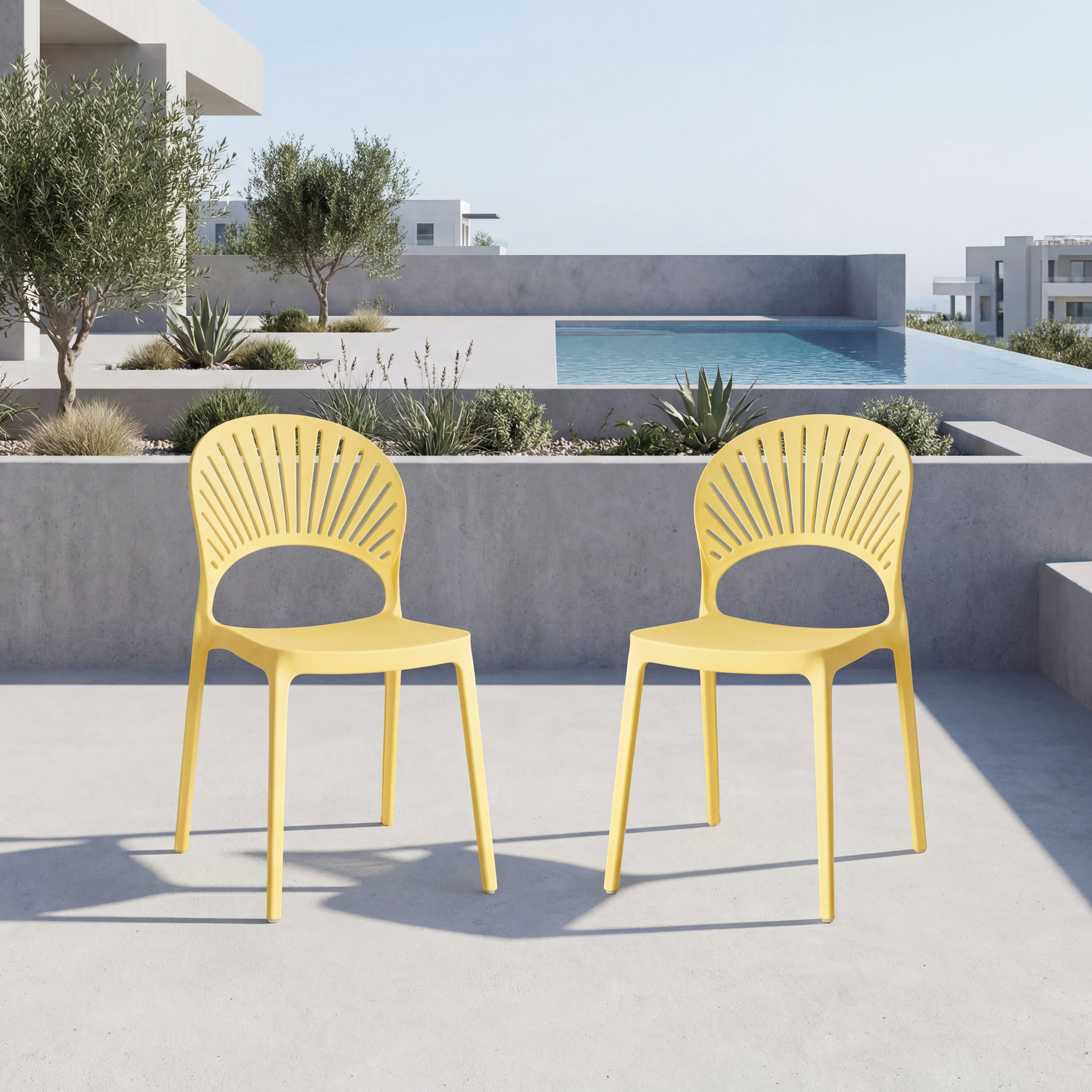 Set de 2 Sillas Paraíso, Color Amarillo, con Espaldar y Diseño Moderno