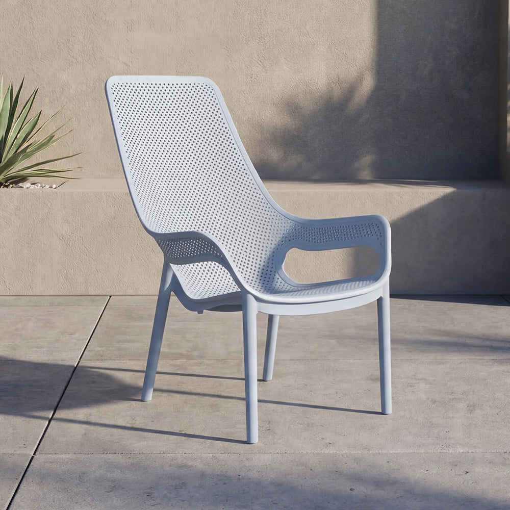 Silla Lounge Mayorca, Azul Claro, con espaldar y reposa brazos