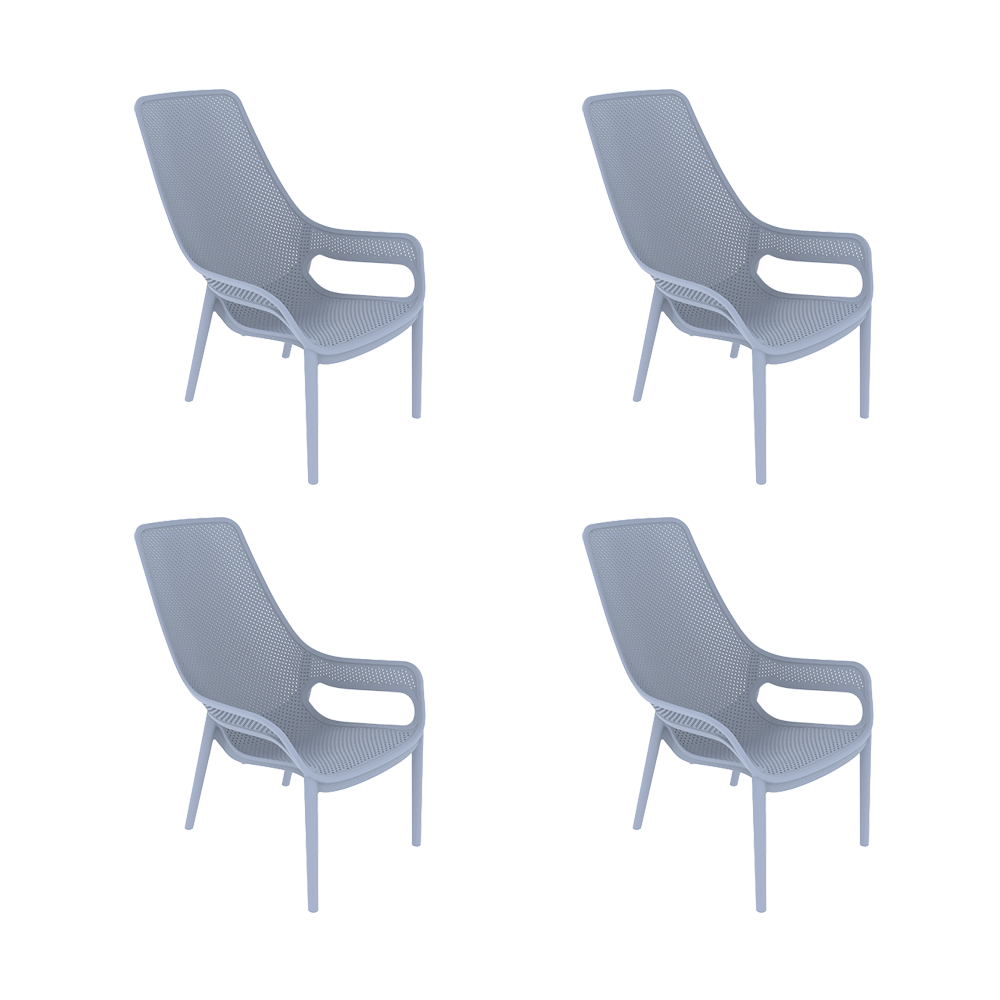 Silla Lounge Mayorca, Azul Claro, con espaldar y reposa brazos X4