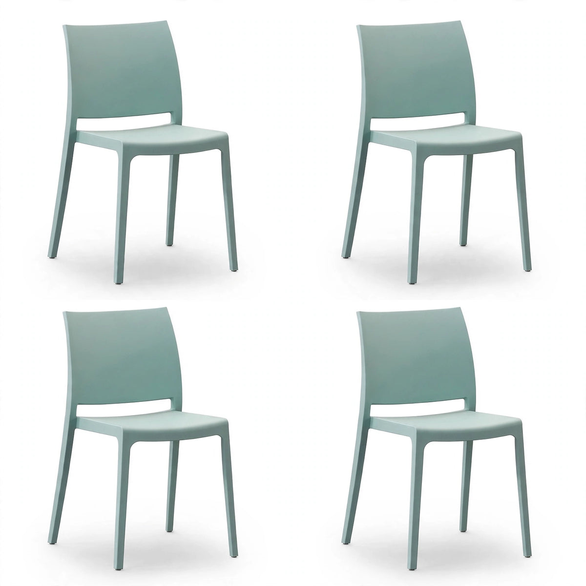 Set de 4 Sillas Soho, Azul Claro, con Espaldar Cerrado y Diseño Minimalista