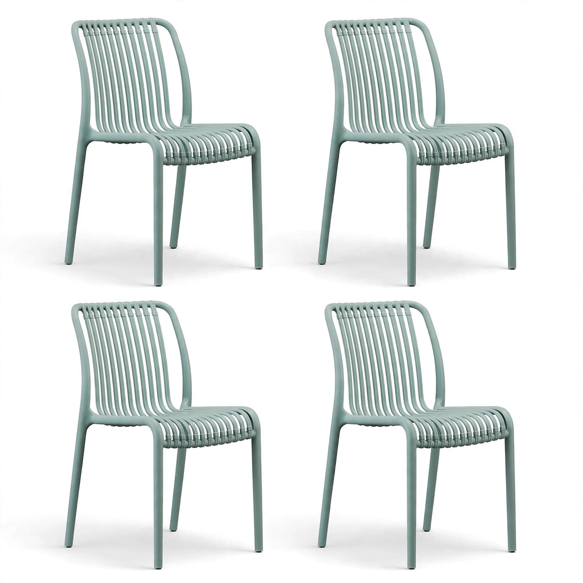 Set de 4 Sillas Terra, Color Azul Claro, con Espaldar