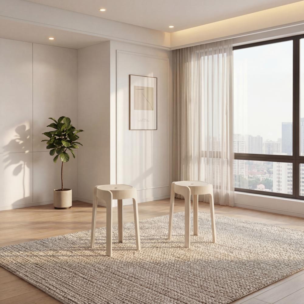 Butaco Apilable Maison, Color Blanco, Diseño Moderno X2