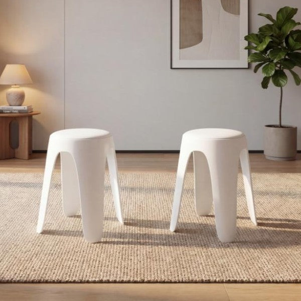 Set de 2 Butacos con Cojín Else, Color Blanco, Diseño Moderno Incluye Cojín
