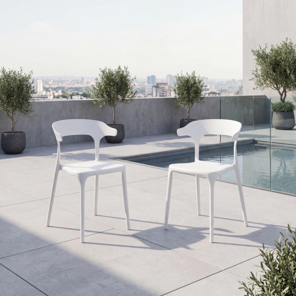 Silla Elena, Color Blanco, Con espaldar y diseño Moderno X2