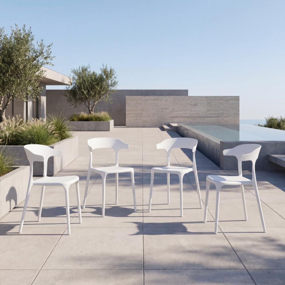 Silla Elena, Color Blanco, Con espaldar y diseño Moderno X4