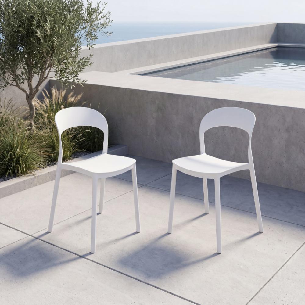 Silla Patrick, Color Blanco, Con espaldar y diseño Moderno X2
