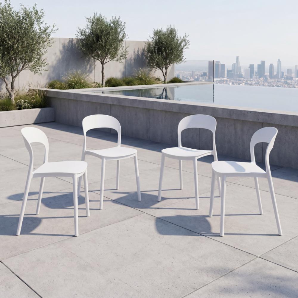 Silla Patrick, Color Blanco, Con espaldar y diseño Moderno X4