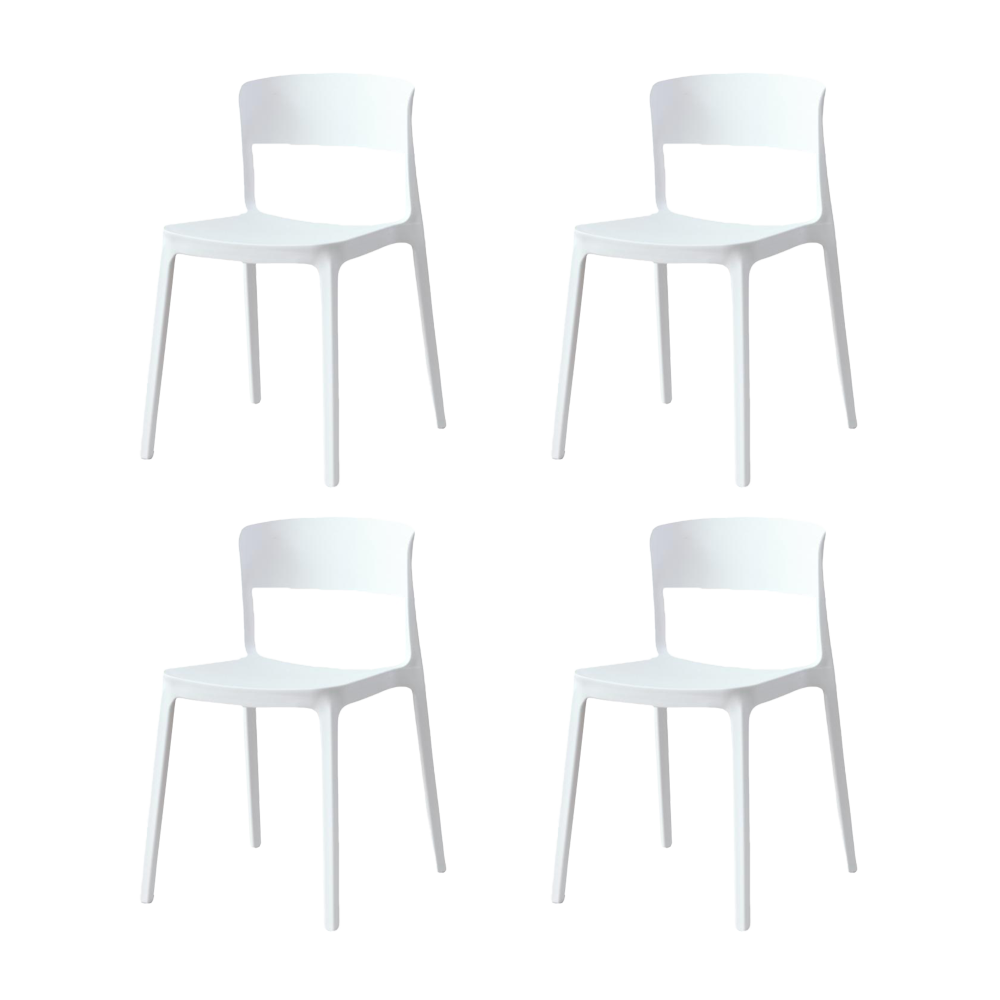 Silla Monaco, Color Blanco, Con espaldar y diseño Moderno X4