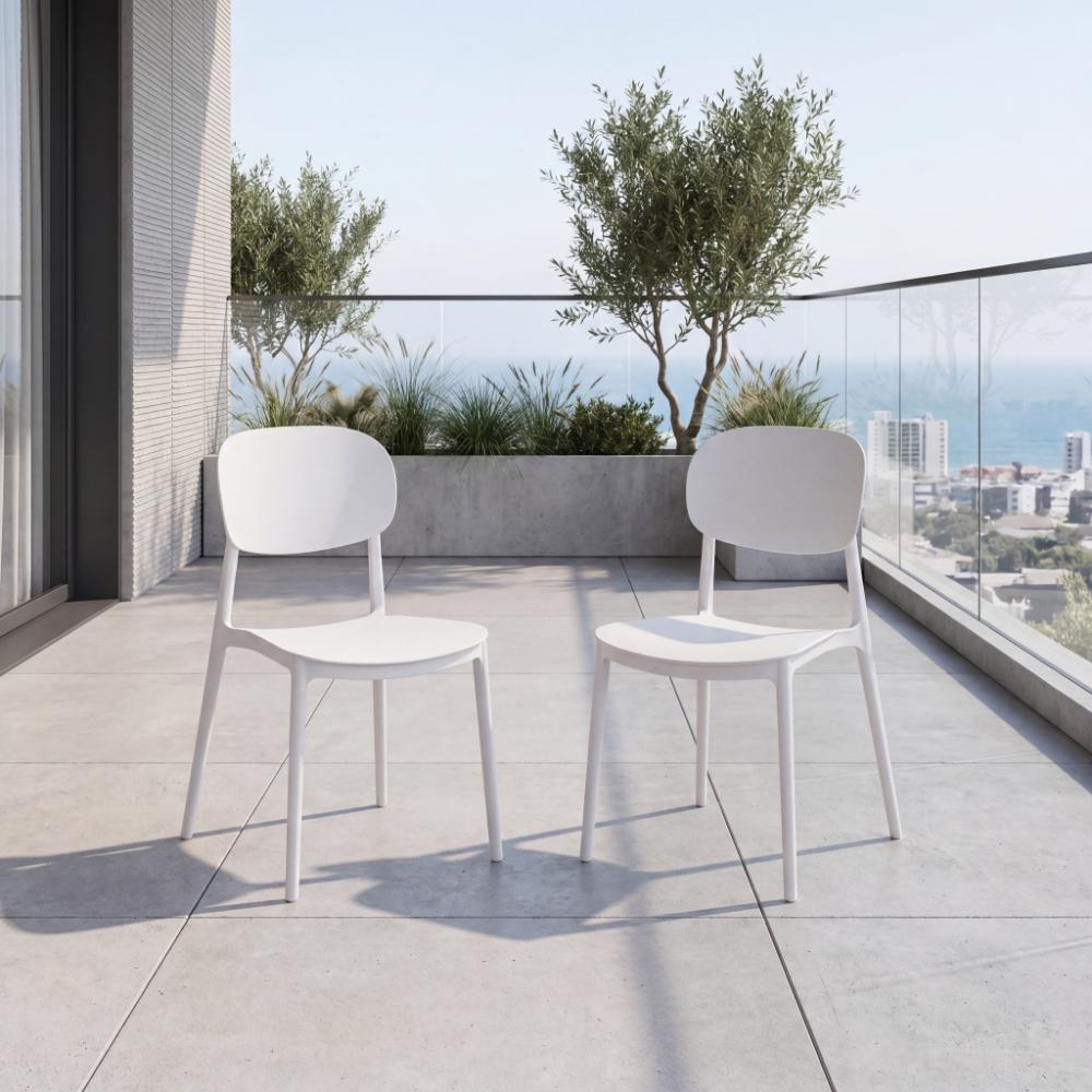 Silla Milan, Color Blanco, Con espaldar y diseño Moderno X2