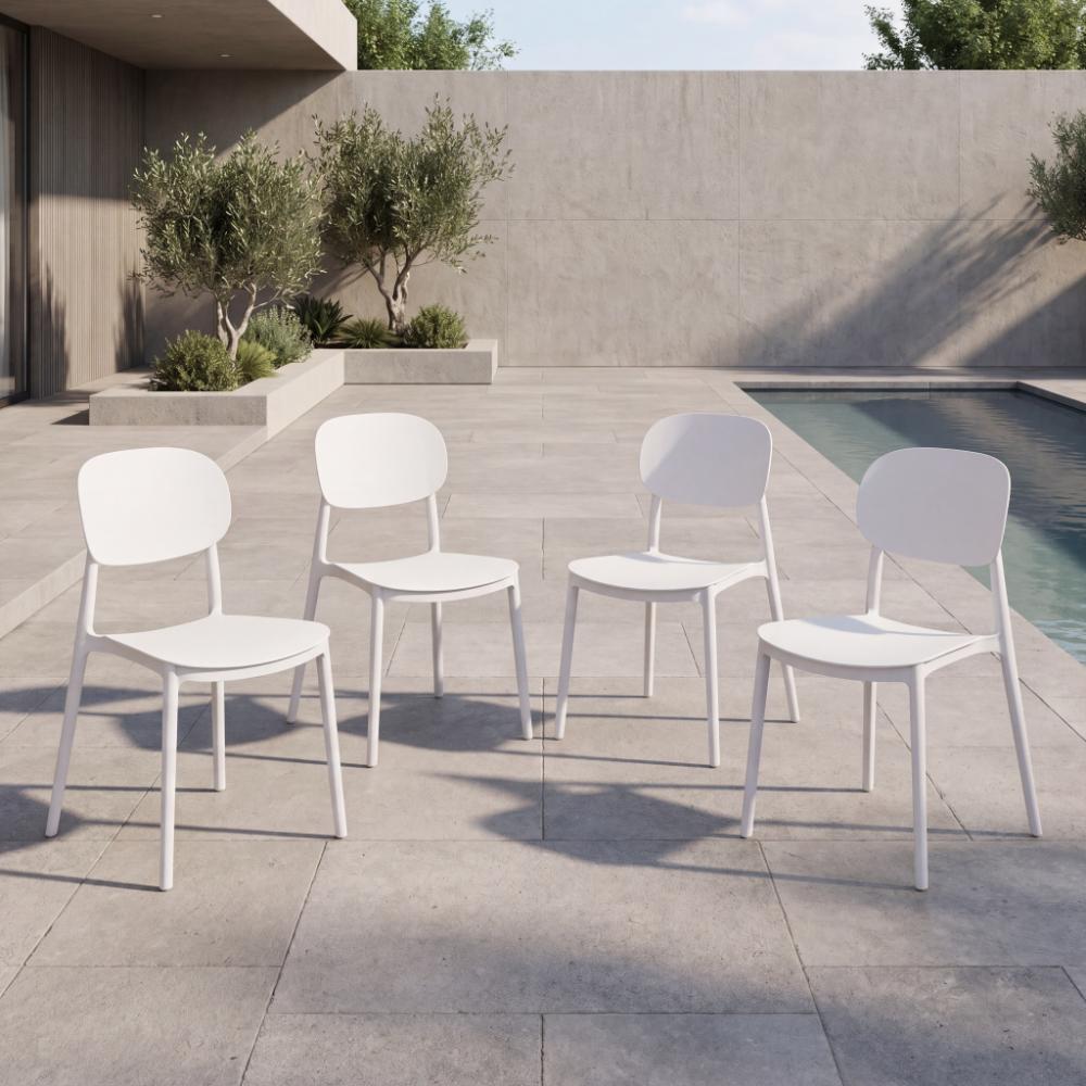 Silla Milan, Color Blanco, Con espaldar y diseño Moderno X4