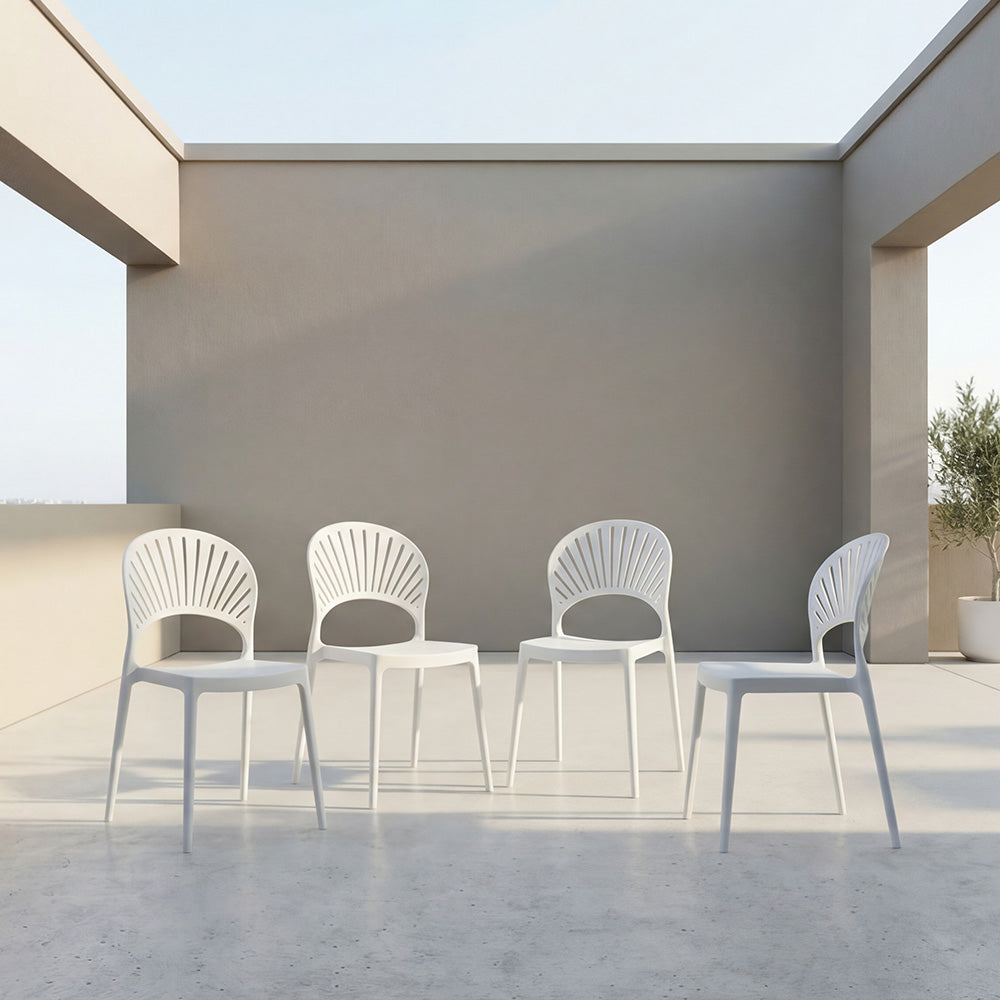 Silla Paraiso, Color Blanco, Con espaldar y Diseño moderno X4