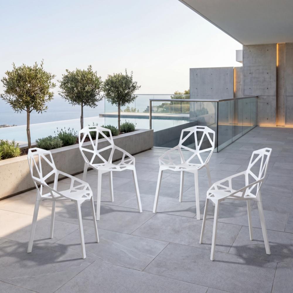 Silla Roxy, Color Blanco, Con espaldar y diseño Moderno X4