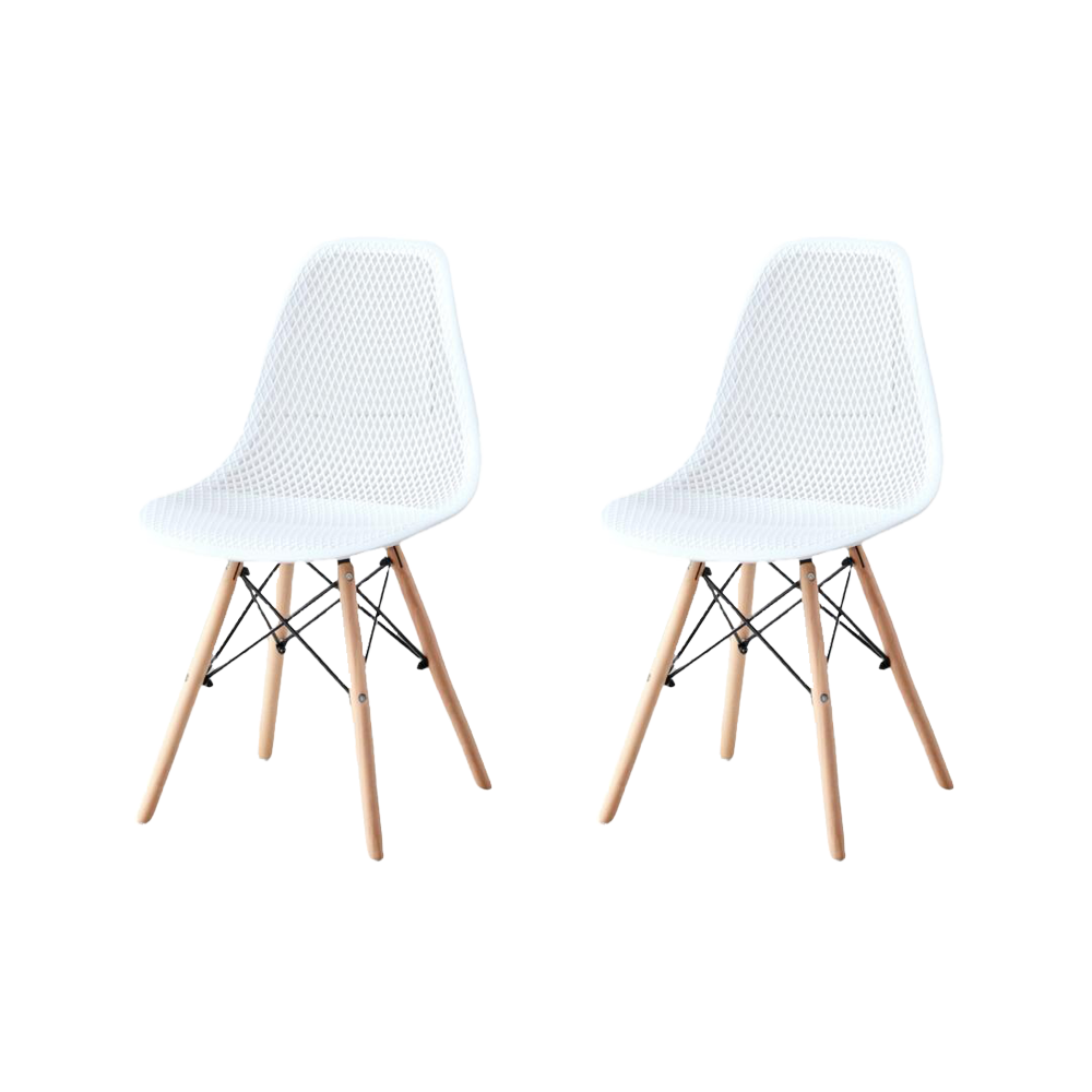 Silla Aira, Color Blanco, Con espaldar y patas en Madera X2