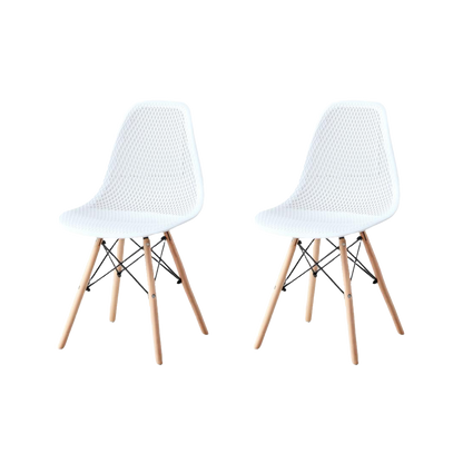Silla Marcus, Color Blanco, Con espaldar y patas en Madera X2