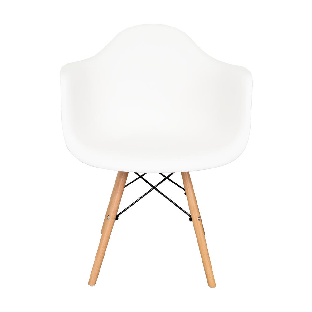 Silla  Eymos, Color Blanco, Con Espaldar y Patas En Madera X4