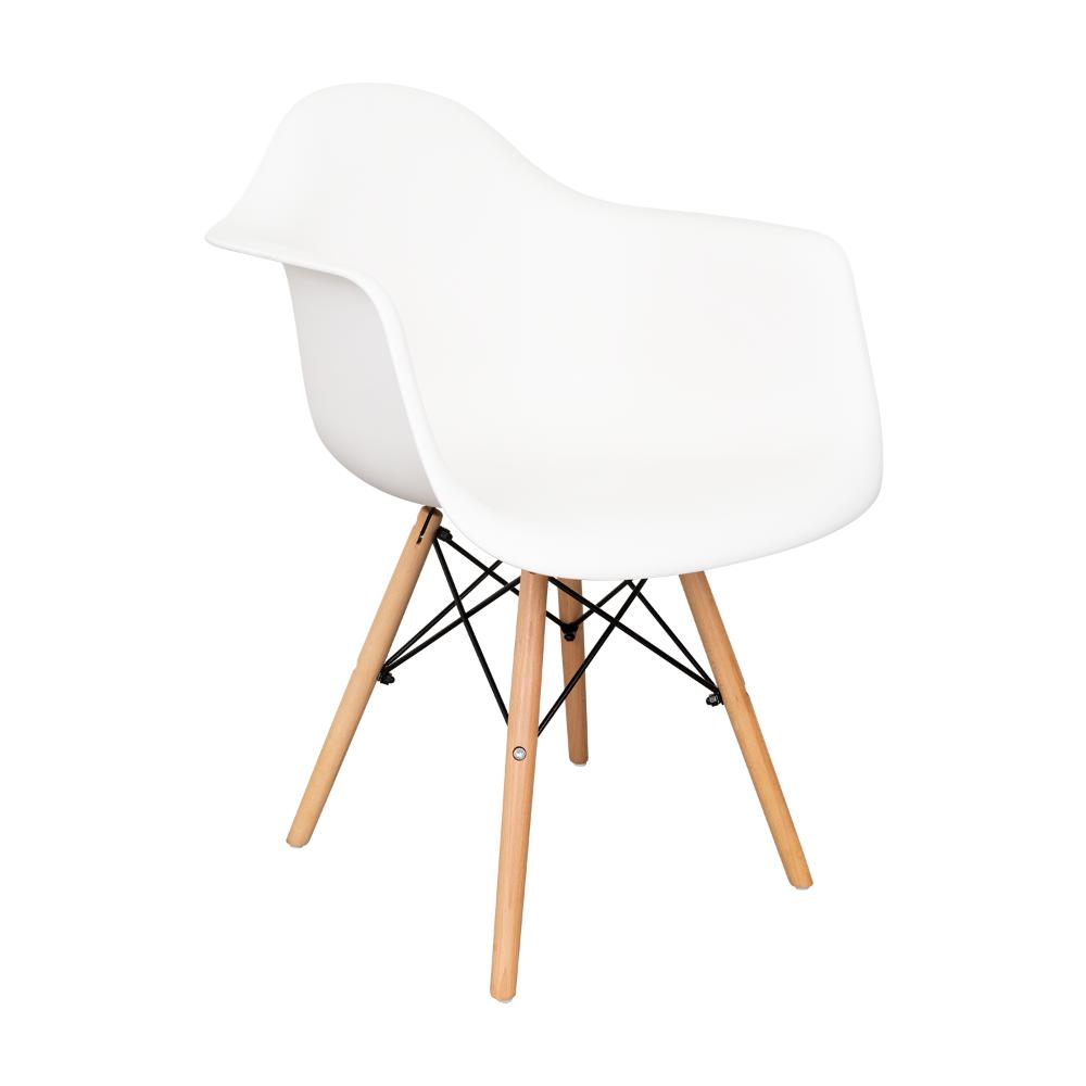 Silla Eymos, Color Blanco, Con Espaldar y Patas en Madera X2