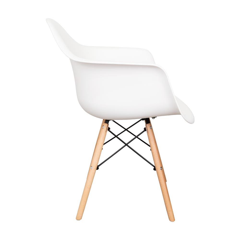 Silla  Eymos, Color Blanco, Con Espaldar y Patas En Madera X4