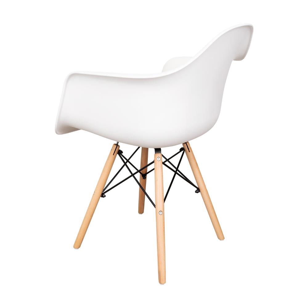 Silla  Eymos, Color Blanco, Con Espaldar y Patas En Madera X4