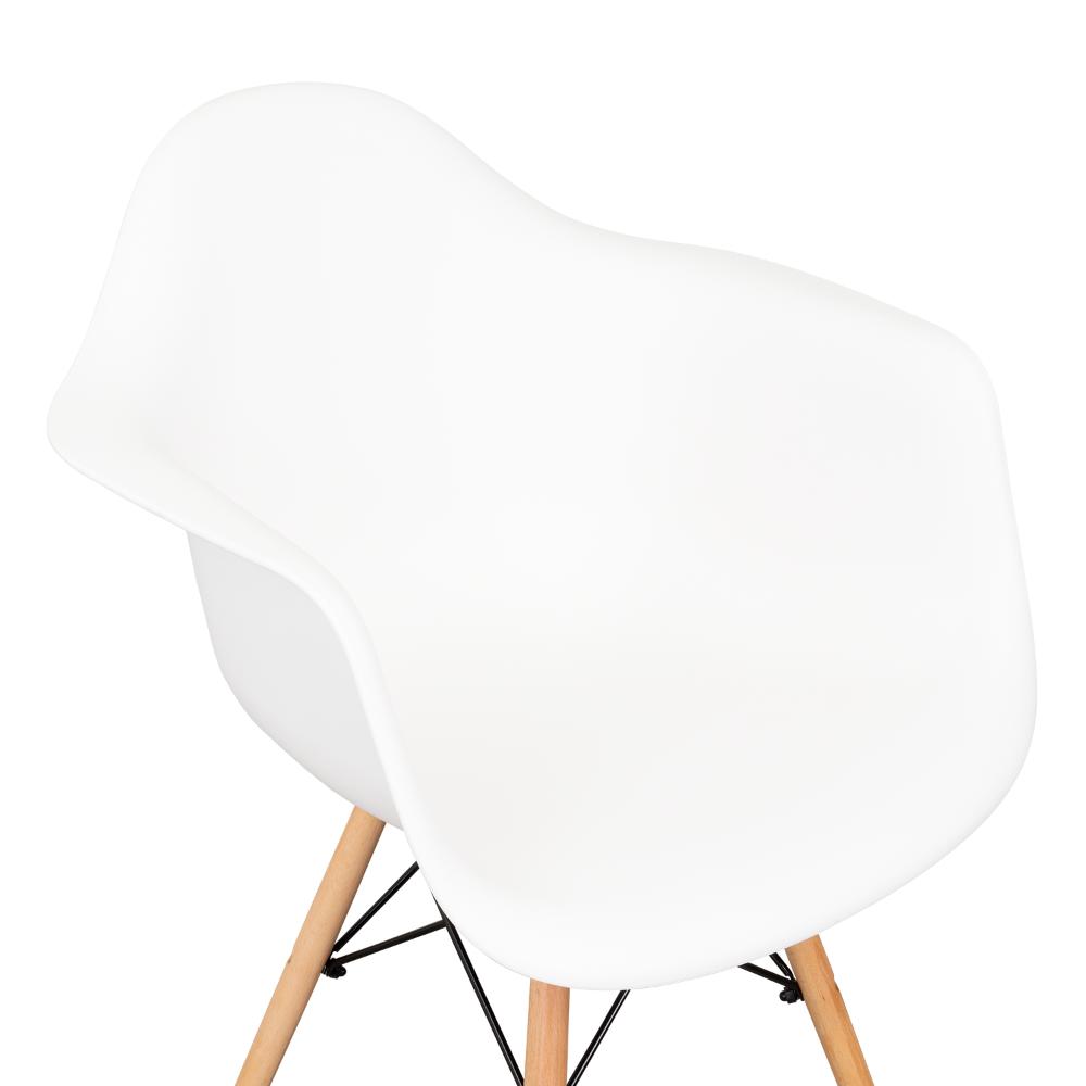 Silla  Eymos, Color Blanco, Con Espaldar y Patas En Madera X4