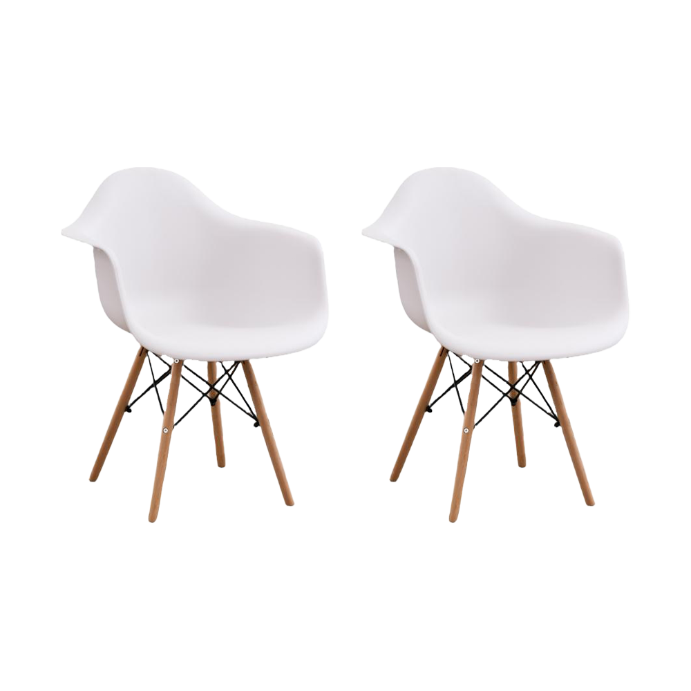 Silla Eymos, Color Blanco, Con Espaldar y Patas en Madera X2