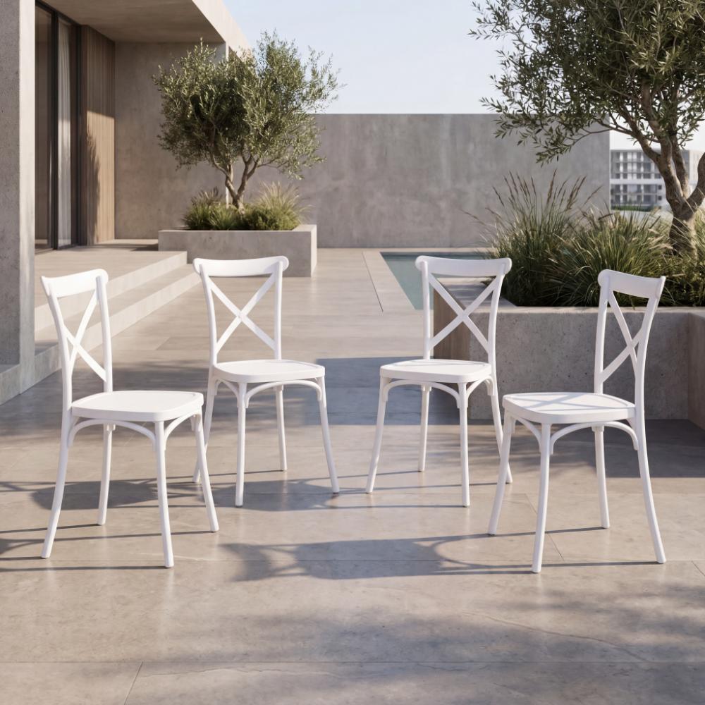 Combo Velum, Incluye una Mesa y 4 Sillas Color Blanco