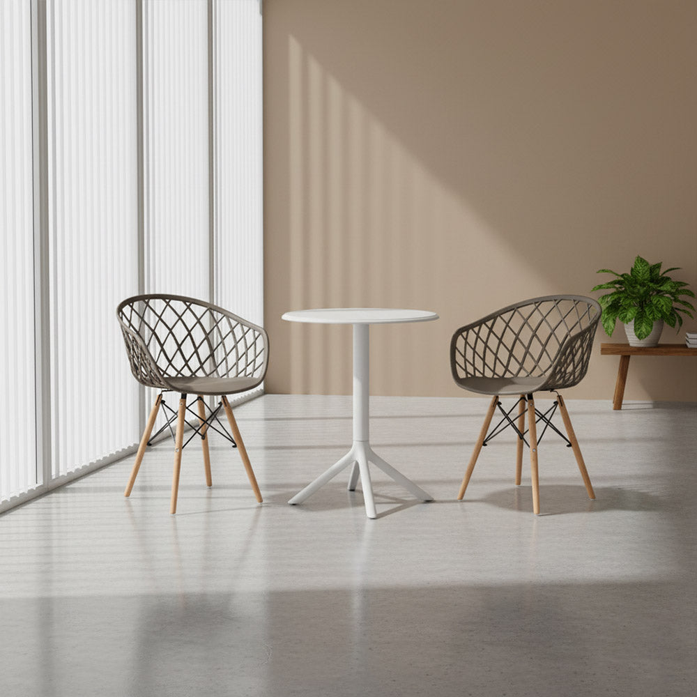 Combo Brea, Incluye Mesa Redonda y 2 Sillas en Color Taupe