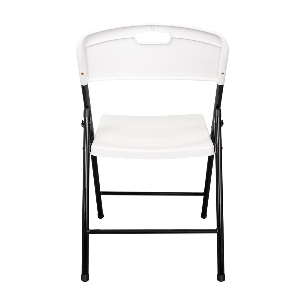 Silla Plegable Dako, Blanco, espaldar y asiento en material plastico y patas metálicas X4