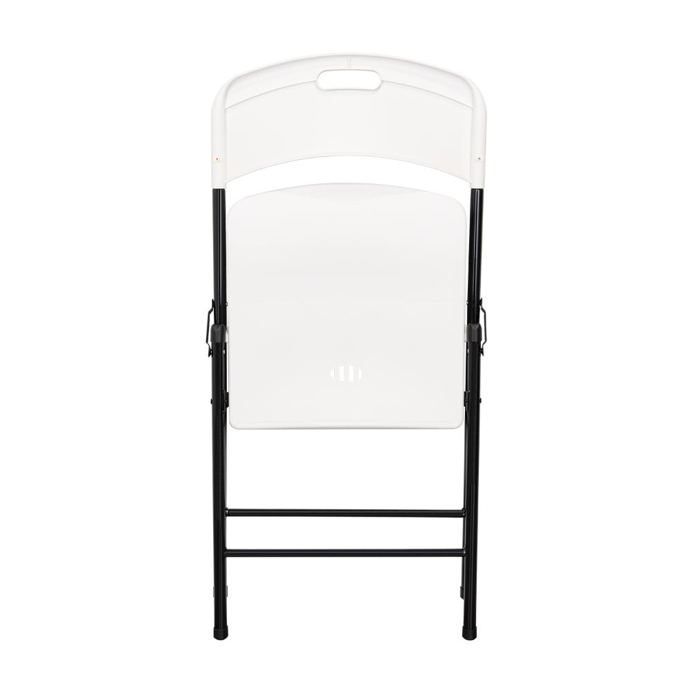 Silla Plegable Dako, Blanco, espaldar y asiento en material plastico y patas metálicas X4
