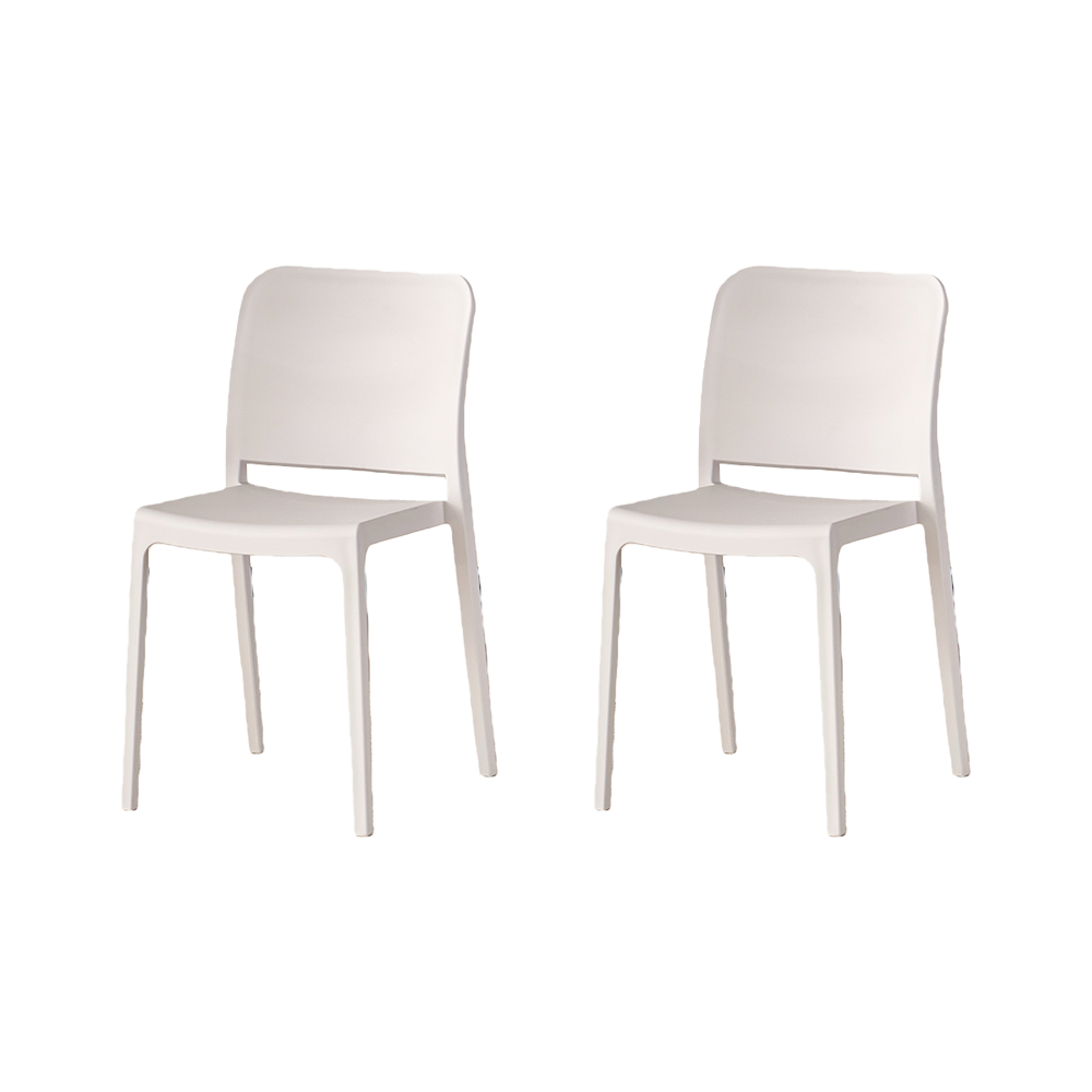 Set de 2 Sillas Triveca, Blanco, con Espaldar Cerrado y Diseño Minimalista