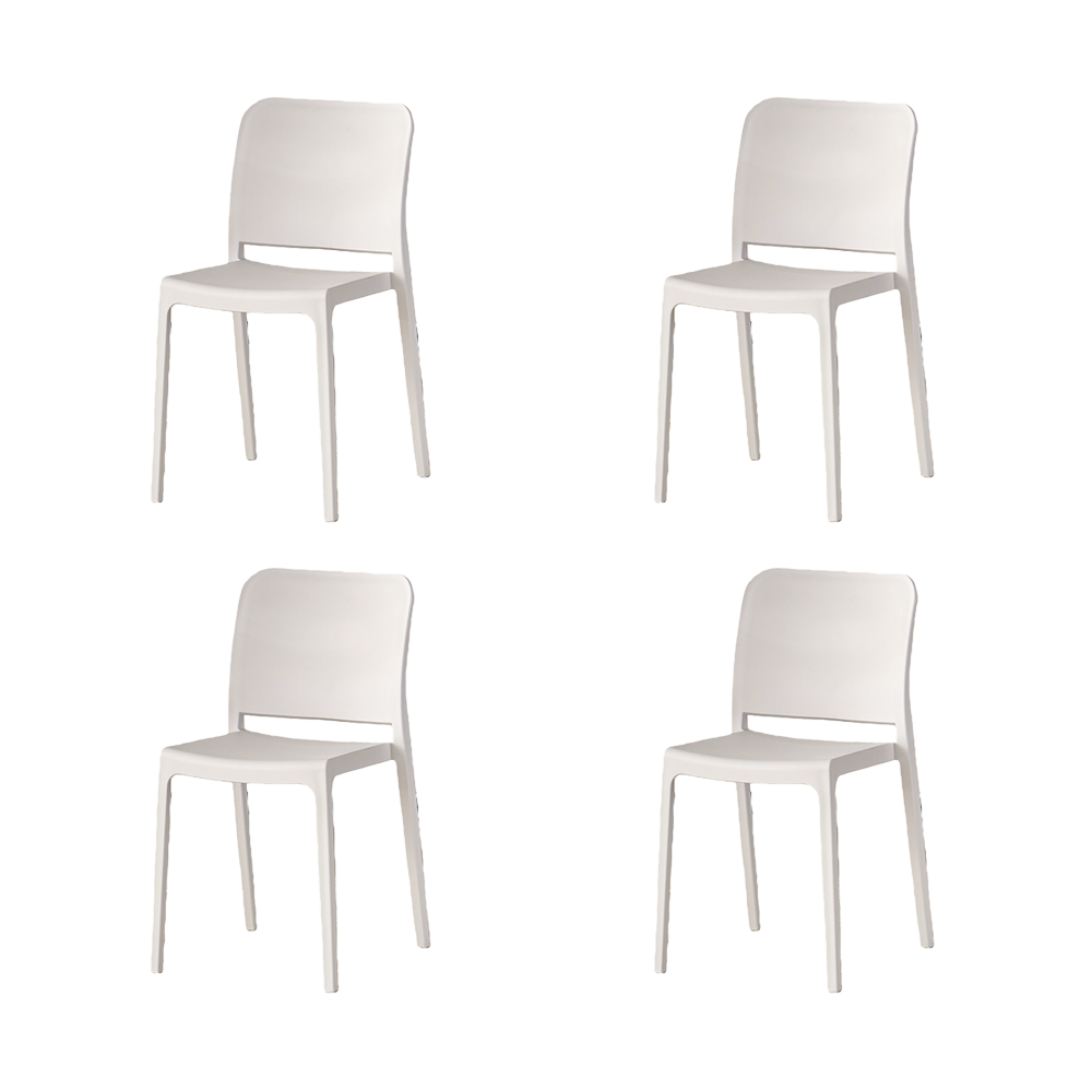 Set de 4 Sillas Triveca, Blanco, con Espaldar Cerrado y Diseño Minimalista