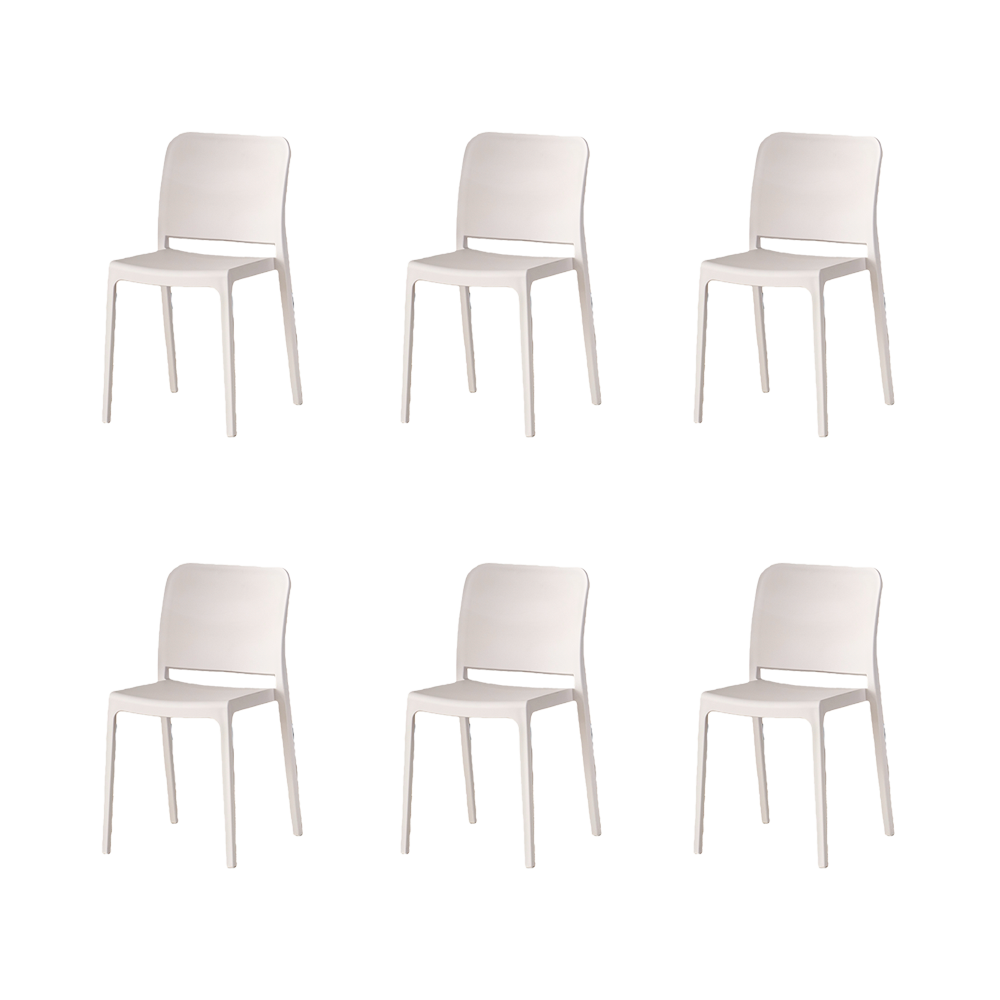 Set de 6 Sillas Triveca, Blanco, con Espaldar Cerrado y Diseño Minimalista