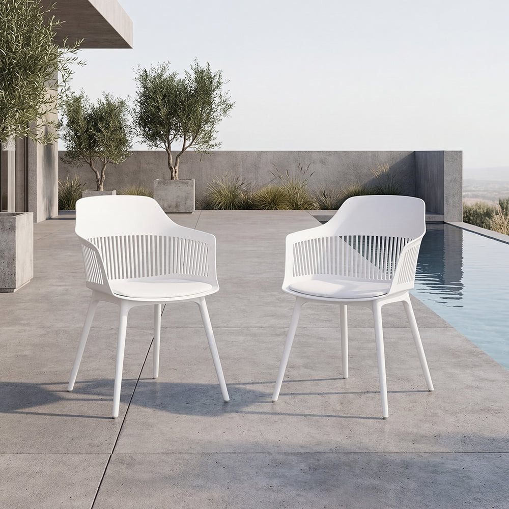 Silla Con Cojin Max, Color Blanco, Con espaldar en rejilla X2