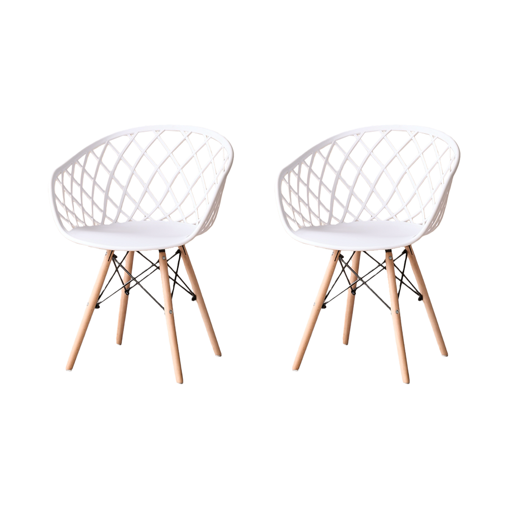 Set de 2 Sillas Oasis con Brazos, Color Blanco, con Espaldar