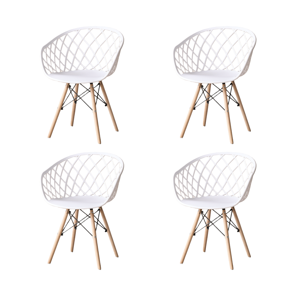 Set de 4 Sillas Oasis con Brazos, Color Blanco, con Espaldar