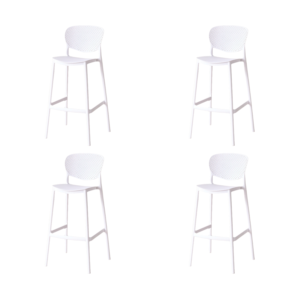 Set de 4 Sillas para Bar Río, Color Blanco, Diseño Moderno