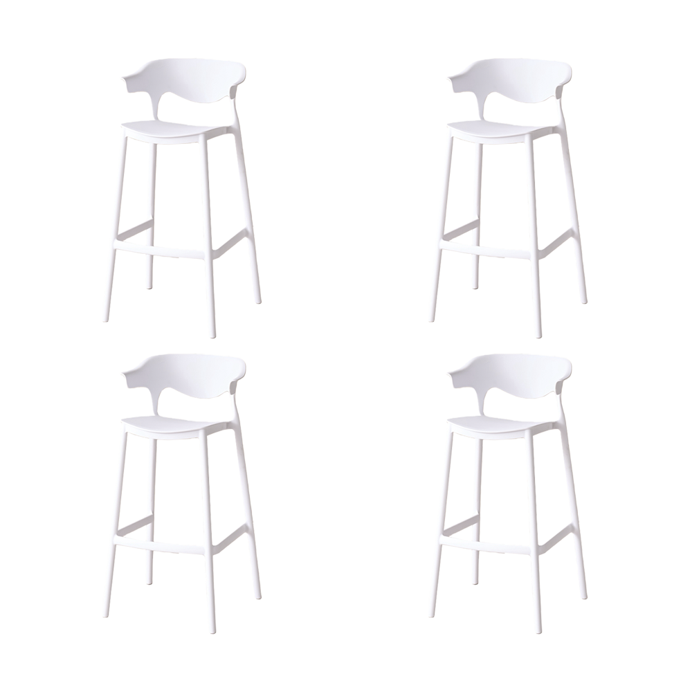 Silla para Bar Elena, Color Blanco, Diseño Moderno X4