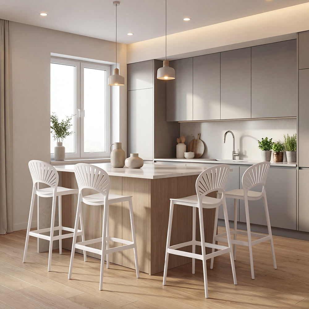 Set de 4 Sillas para Bar Paraíso, Color Blanco, Diseño Moderno