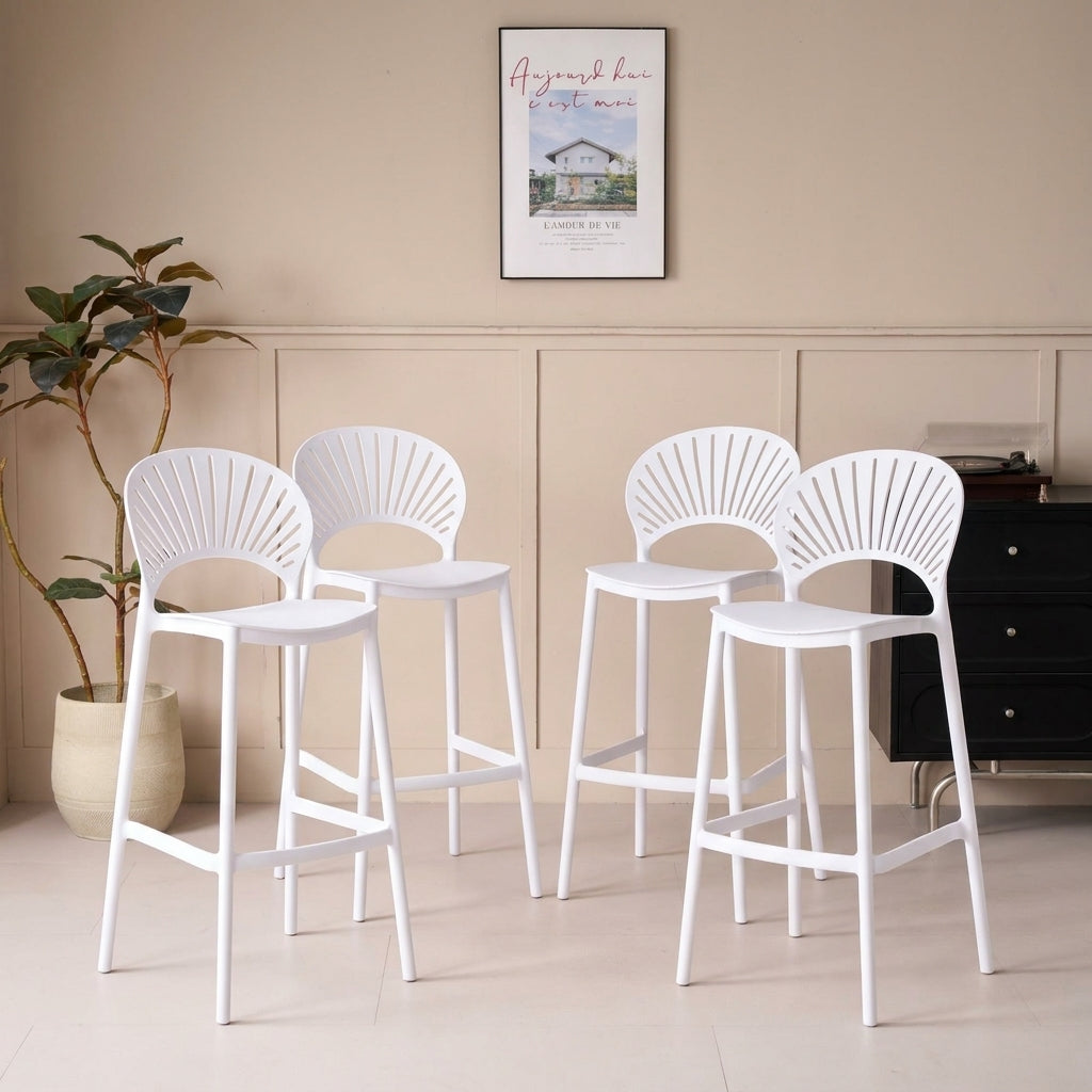 Set de 4 Sillas para Bar Paraíso, Color Blanco, Diseño Moderno