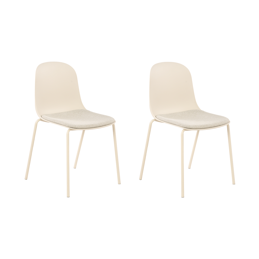 Silla con Cojín Aiara, Color Blanco, Diseño Moderno X2
