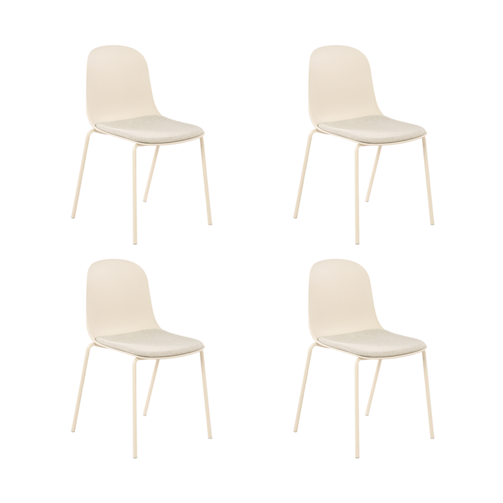 Set de 4 Sillas con Cojín Aiara, Color Blanco, Diseño Moderno
