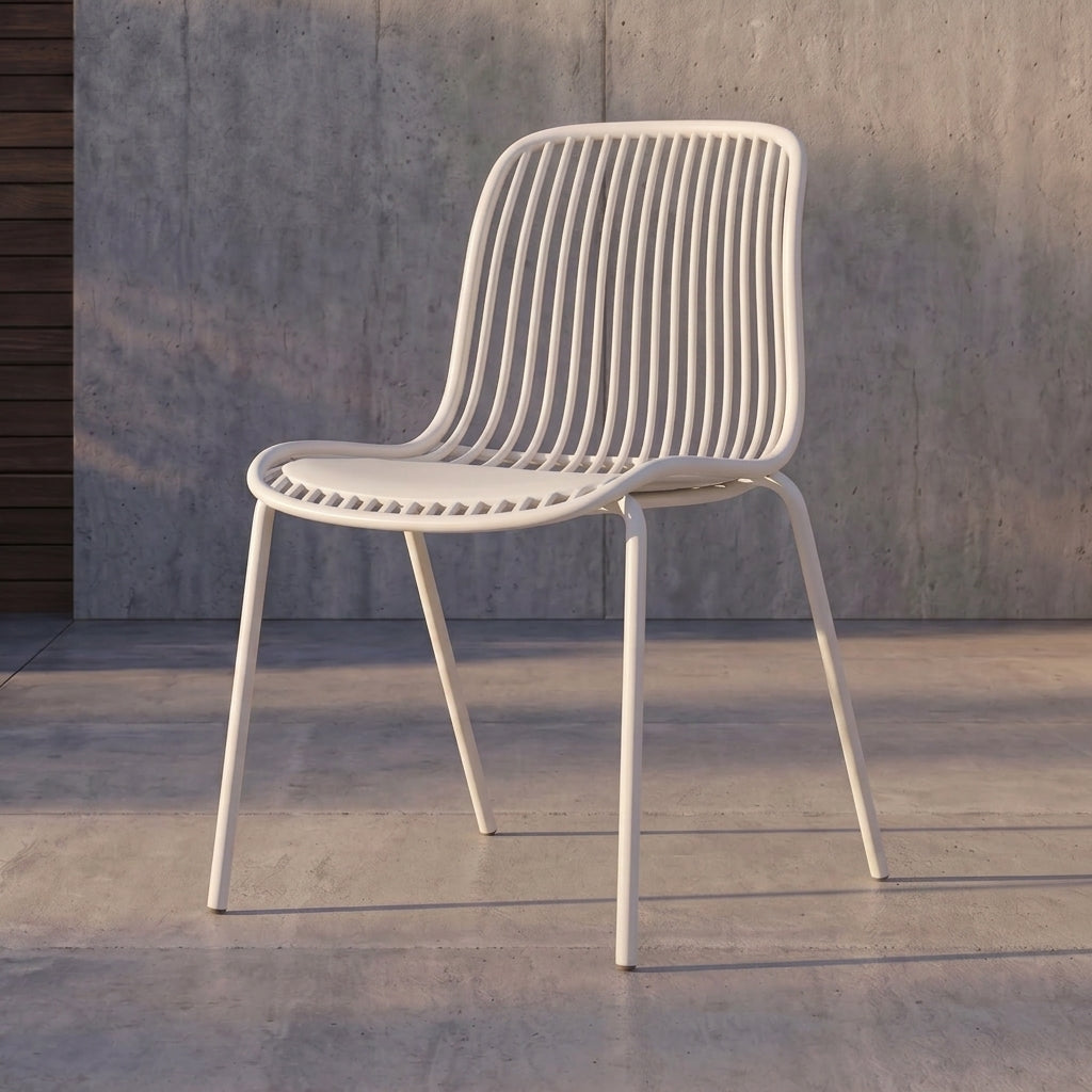Silla Barcelona, Color Blanco, Con espaldar en lineas diseño moderno
