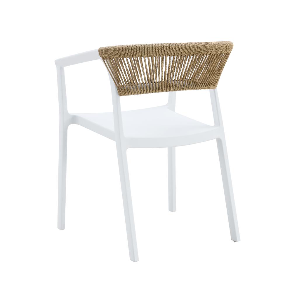 Silla Balí, Blanco, con Espaldar en Cuerdas y Diseño Moderno