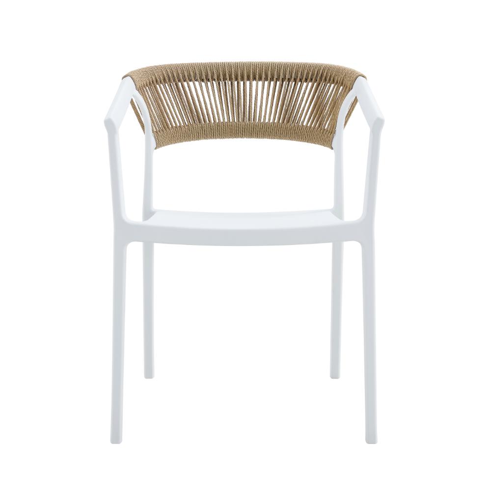 Silla Balí, Blanco, con Espaldar en Cuerdas y Diseño Moderno