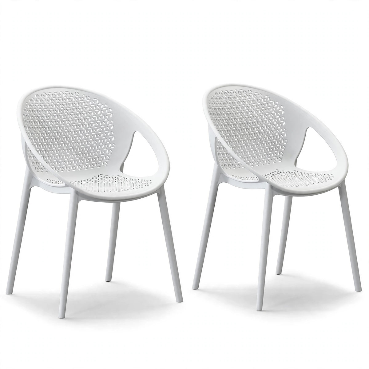 Set de 2 Sillas Selva con Brazos, Color Blanco, con Espaldar