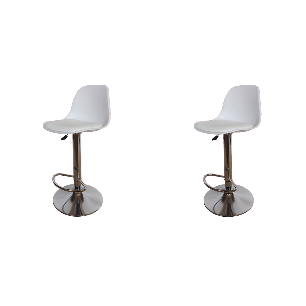 Kit de Dos Sillas Bar Napoles, Blanco, Base Metal Cromado