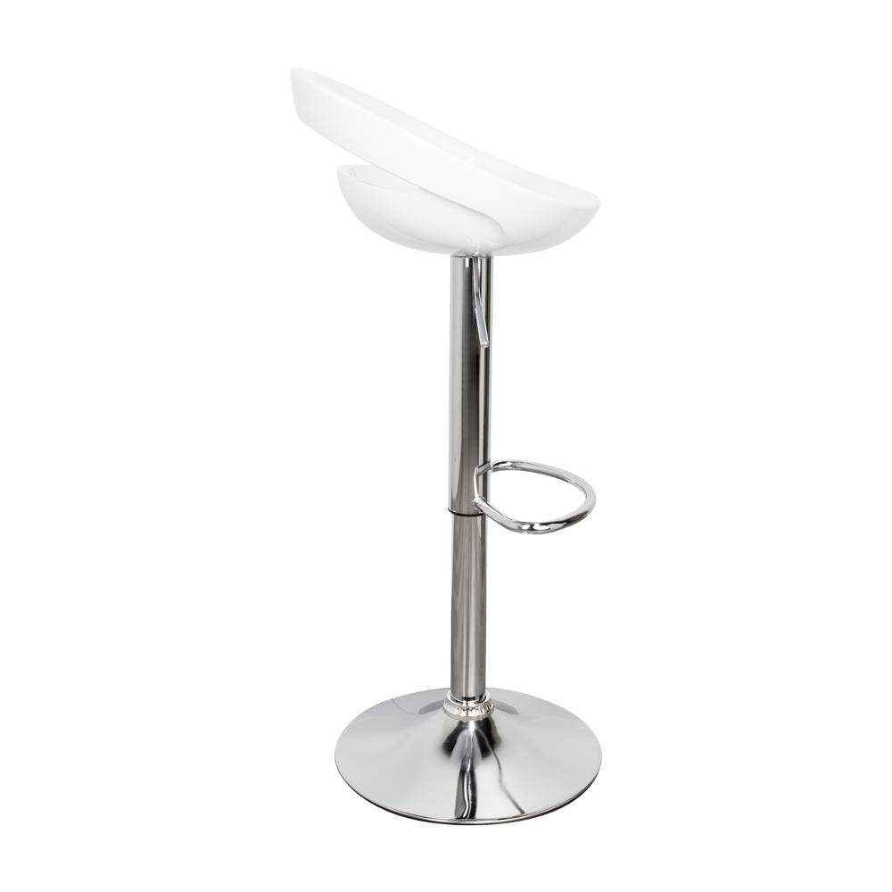 Kit de Cuatro Sillas Bar Turón, Blanco,  base metal cromado