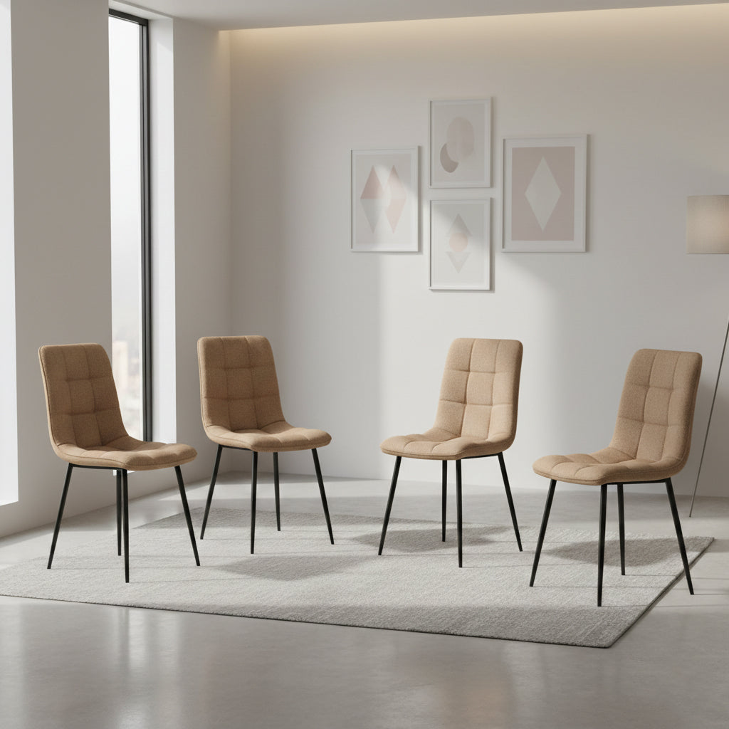 Set de 4 Sillas Flex, Color Marrón, Con espaldar y diseño Moderno