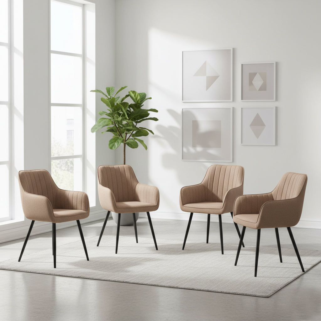 Combo Elara, Incluye una Mesa y 4 Sillas Color Taupe
