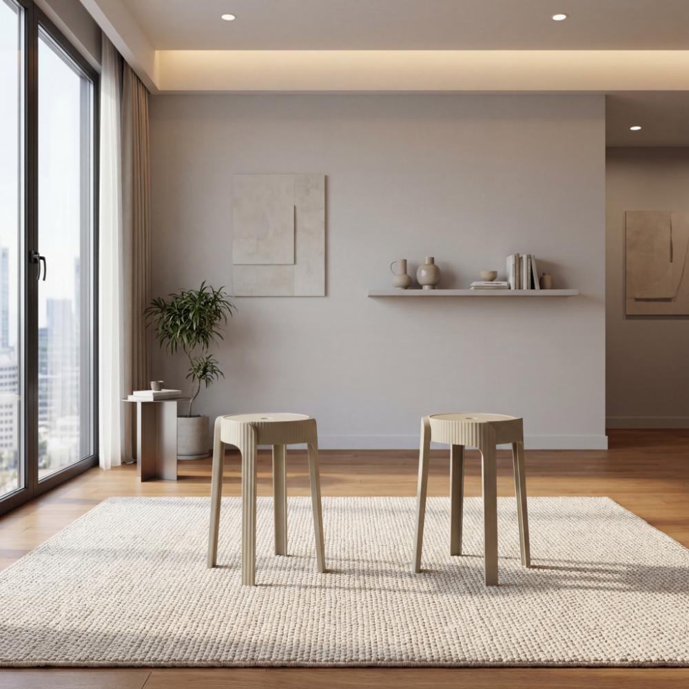 Set de 2 Butacos Apilable Maison, Color Gris Oscuro, Diseño Moderno